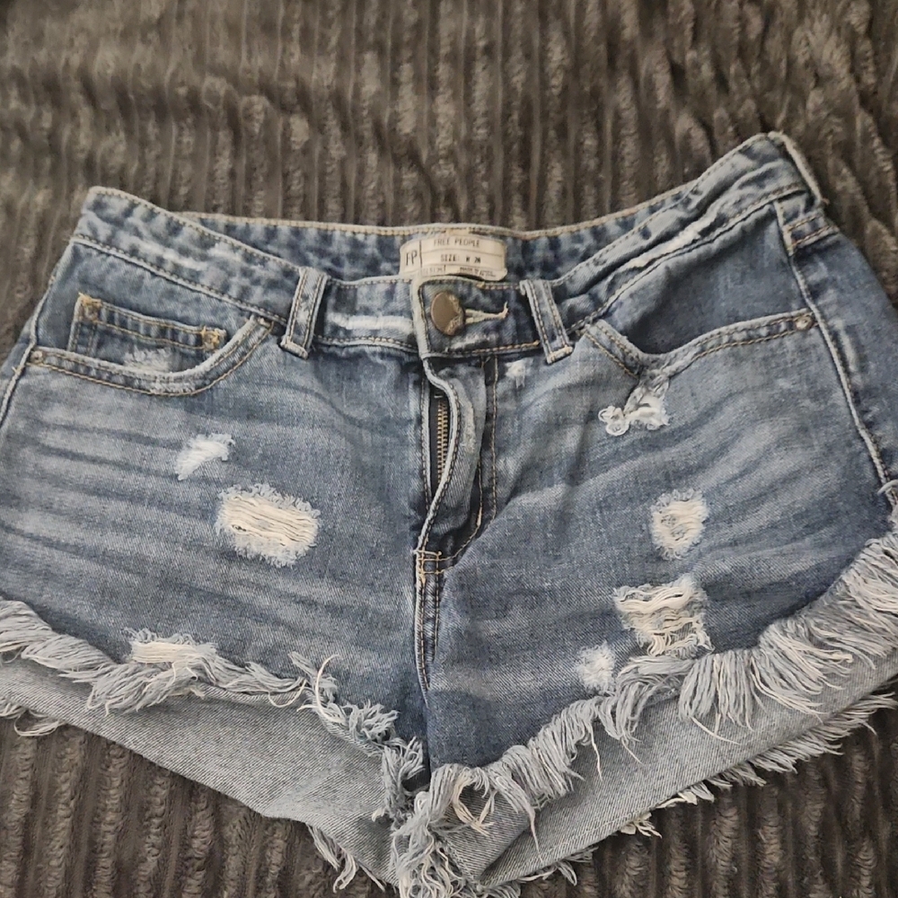 Free People Blue Denim Shorts - Picture 3 of 10